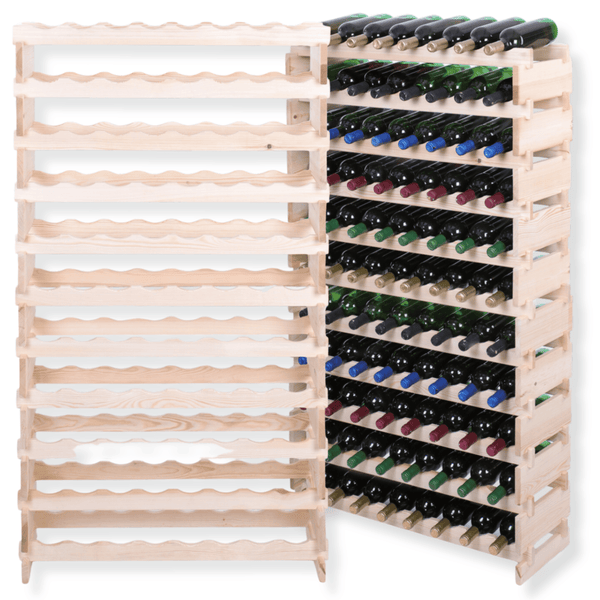 Weinregal VINOTECA FLEX PRO HxBxT 149x84x28cm 88 Flaschen auf 11 Ebenen Massives Kiefernholz Natur unbehandelt
