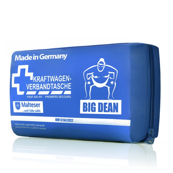BigDean 2x Verbandskasten MADE IN GERMANY in blau – Verbandstasche nach DIN 13164:2022 - Erste Hilfe Set für das Auto europaweit einsetzbar – KFZ Verbandskasten 2024