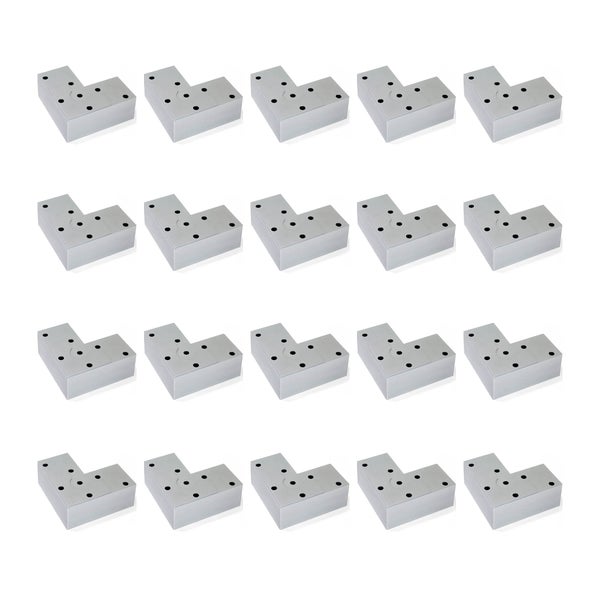 Set mit 20 Eckverbindern für Profilrohre, L-Form, Metall