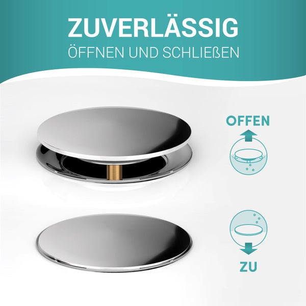 Engelbach® Badewannenstöpsel mit Universaler Passform - integrierte Doppel Dichtung - Chrom