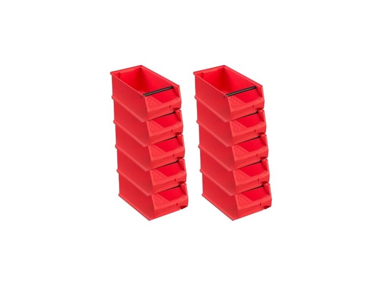 PROREGAL Rote Sichtlagerbox 4.1 Mit Griffstange HxBxT 15 x 20 x 35 cm 7,2 Liter Sichtlagerbehälter Sichtlagerkasten Sichtlagerkastensortiment Sortierbehälter