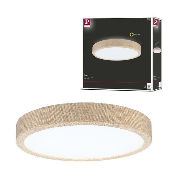 Runde LED Deckenleuchte mit Rahmen, dimmbar und mit einstellbarem Farbwechsel sowie Weißlichtsteuerung.