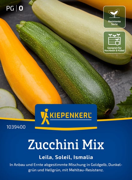 Saatgut Zucchini Mischung Leila Soleil Ismalia mit Mehltauresistenz und Eignung für Hochbeet und Kübel von Kiepenkerl.