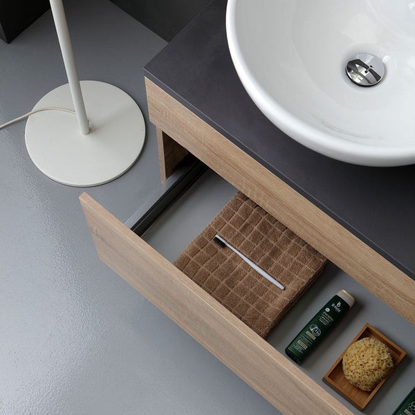 Badmöbel Set mit Doppel-Aufsatzwaschtisch, 120cm | Sole