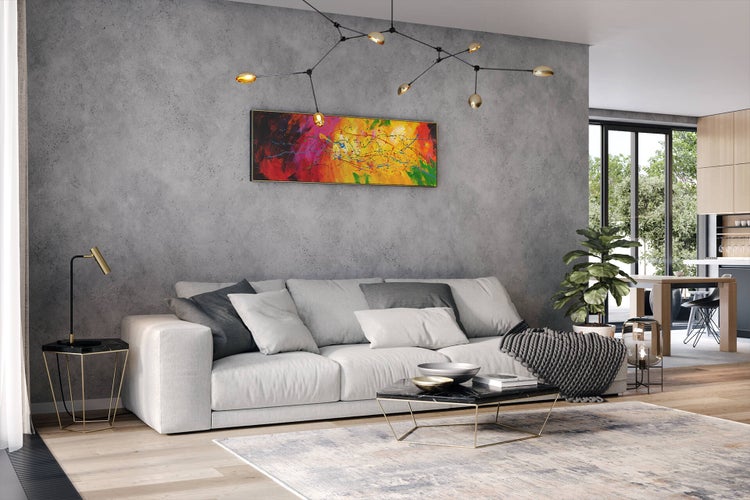 Handgemaltes Gemälde Acrylfarbe 150x50cm Bunt