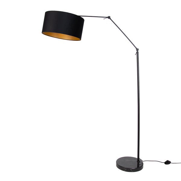 Moderne Bogenlampe mit Stoffschirm und Marmorfuß