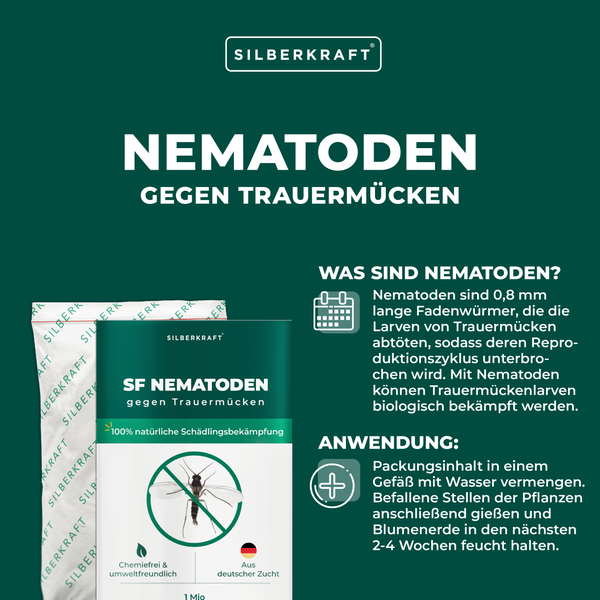 SF Nematoden – Biologische Schädlingsbekämpfung gegen Trauermückenlarven in Erde & Substrat - Gezielte Bodenbehandlung für gesunde Wurzeln – Für Zimmerpflanzen, Balkonkästen, Gewächshaus & Anzucht -  10 Mio