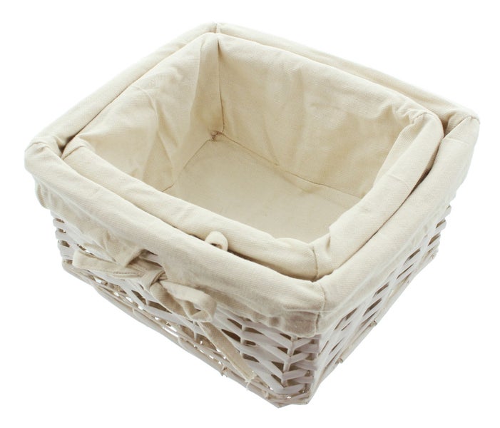 FRANK FLECHTWAREN | Füllkörbchen, eckig, 2er Set, WEIDE, TEXTIL, 23 x 19 x 11 cm, 27 x 24 x 13 cm