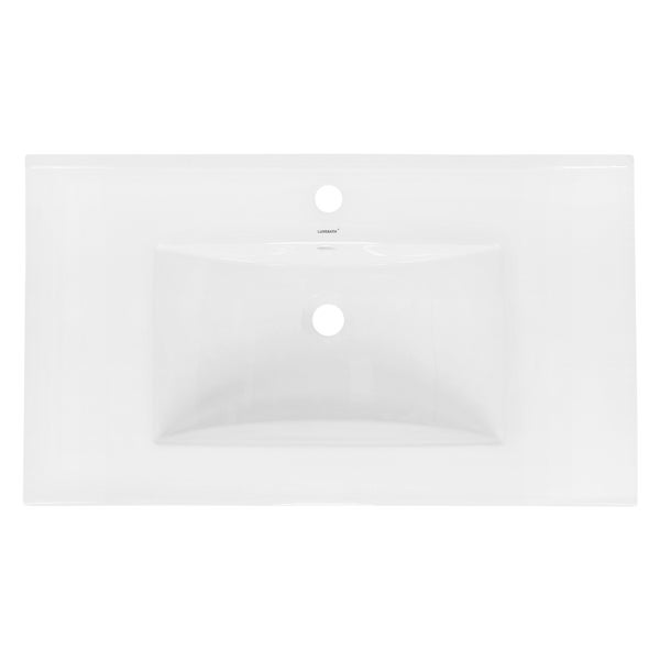 ECD Germany Waschbecken Waschtisch 810 x 465 x 175 mm Keramik Weiß Einbaubecken Einbauwaschbecken Waschschale Handwaschbecken Einbauwaschtisch Aufsatzwaschbecken Spülbecken Wasserfall Waschschüssel