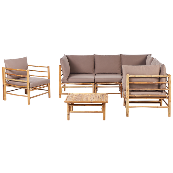 Bambus Gartenmöbel Set mit Sessel, Sofa und Tisch