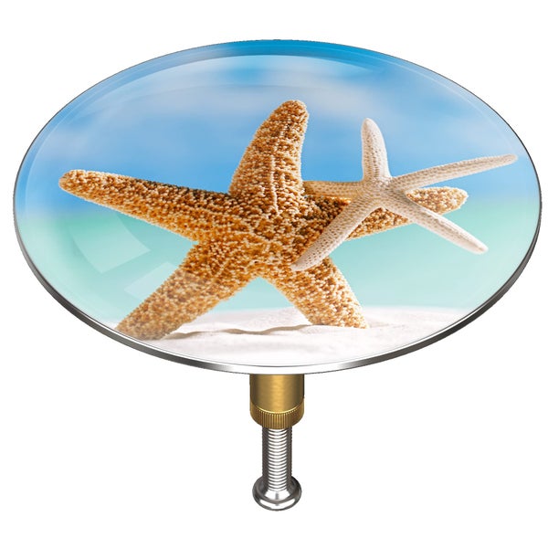 M. ROSENFELD HOME Badewannenstöpsel mit Motiv Seestern - Sea Star - Stöpsel Badewanne 72mm Universal Badewannenstöpsel aus Messing mit Doppel Dichtung