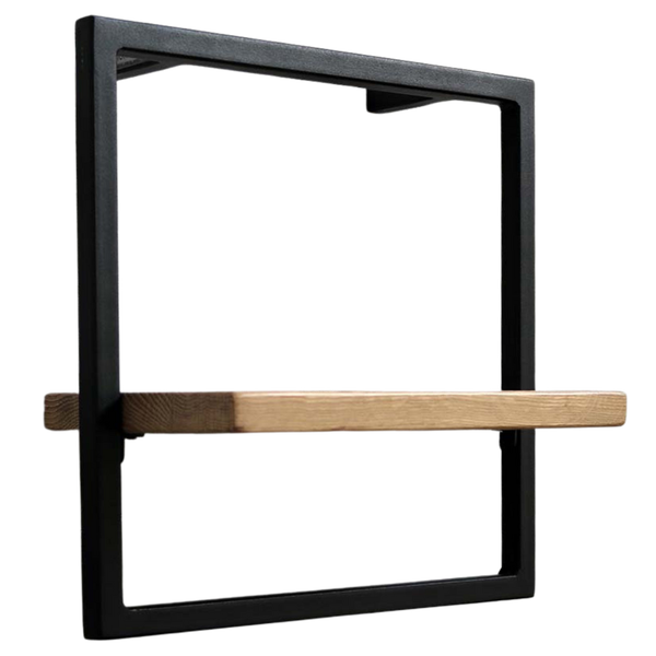 holz4home Wandregal Small Schwarz Gerahmt Industrial Style ohne Baumkante Hellgrau