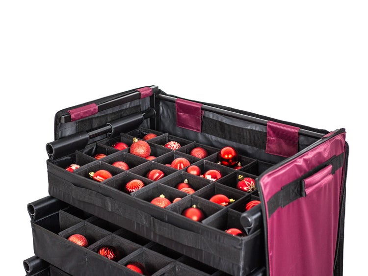 LAALU Aufbewahrungsbox für Weihnachtsschmuck und Dekorationen mit Rädern und Schubladen, luxuriös, 120 Stück
