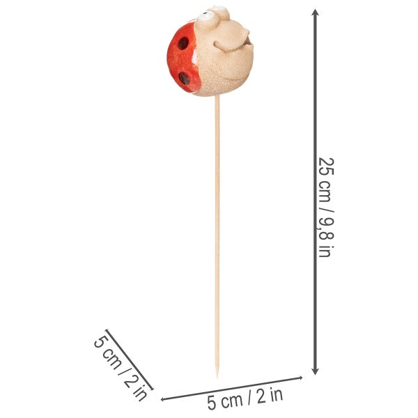 Gartenstecker Marienkäfer mit den Maßen 25 cm Höhe und 5 cm Breite
