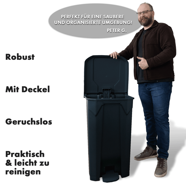 FLOORDIREKT Mülleimer Olaf Step-On Abfalleimer Tretmülleimer Universal Grau 50 Liter