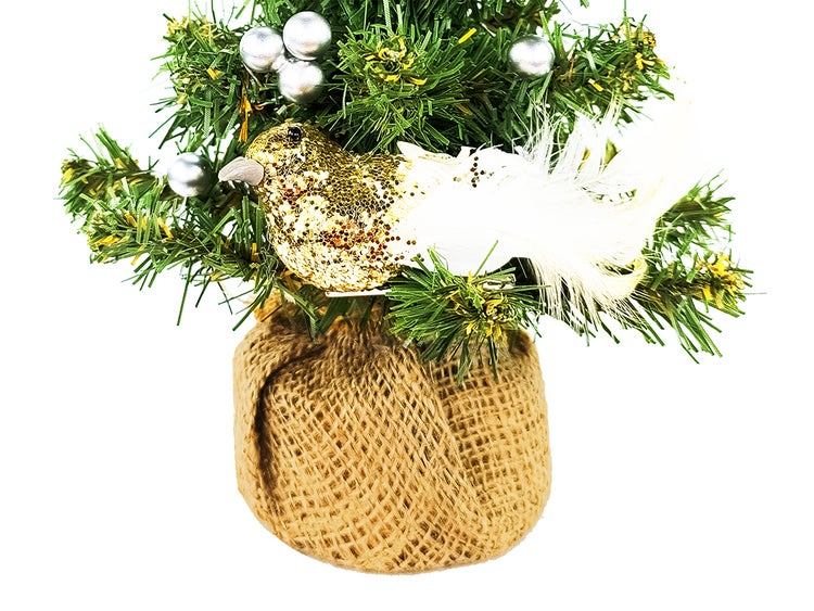 Geschmückter künstlicher Weihnachtsbaum mit 14 Ornamenten TINY 4 im Topf 25 cm