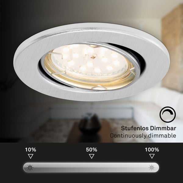 LED Einbauleuchte 3er Set dimmbar schwenkbar IP23 GU10 Ø8,6cm 5W alu Briloner