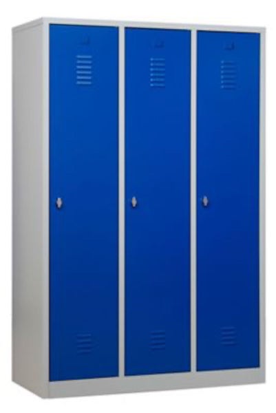 PROREGAL Garderobenspind Camel 3-Fach Mit Pro-Aufteilung HxBxT 180 x 119 x 50 cm Vorhängeschloss Grau-Blau