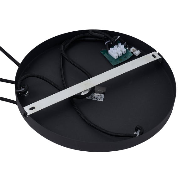 Innenansicht einer Deckenleuchte mit Kabeln und Montagevorrichtung