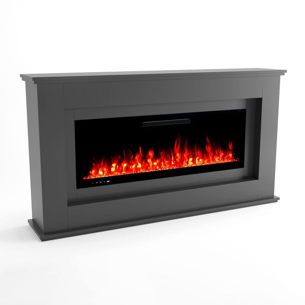 Glow Fire Elektrokamin 'Rhea' 127 | LED Standkamin in weiß mit Heizung (1500 W) | HxBxT:  97x178x33 cm