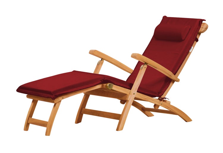 Deckchair Auflage mit Nackenkissen im Set bordeaux rot für Gartenliege Hochlehner