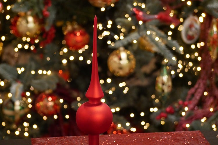 Glasbaumspitze, rot matt, 26cm, 1 Stck., Weihnachtsbaumkugeln, Christbaumschmuck, Weihnachtsbaumanhänger