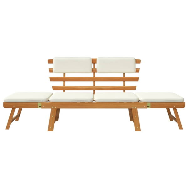 Gartenbank 2-in-1 mit Polstern 190 cm Massivholz Akazie