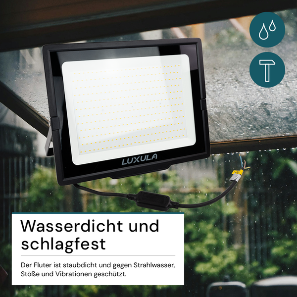 Luxula LED Strahler mit Schlagfestigkeit und Wasserdichtigkeit.