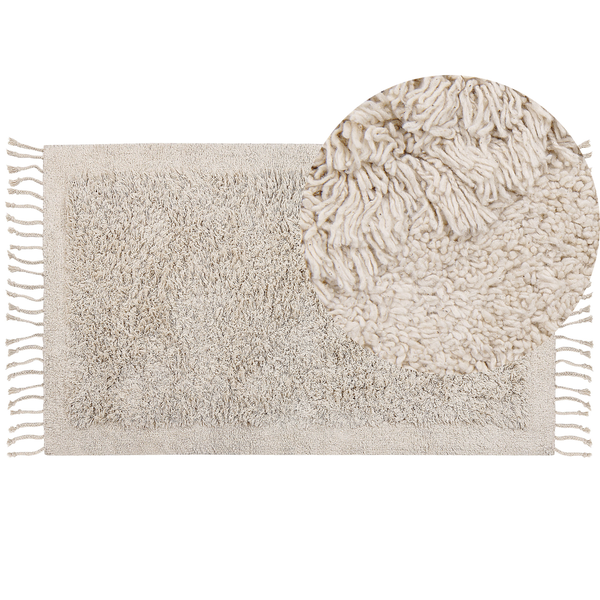 Teppich BITLIS Hellbeige 80 x 150 cm Baumwolle