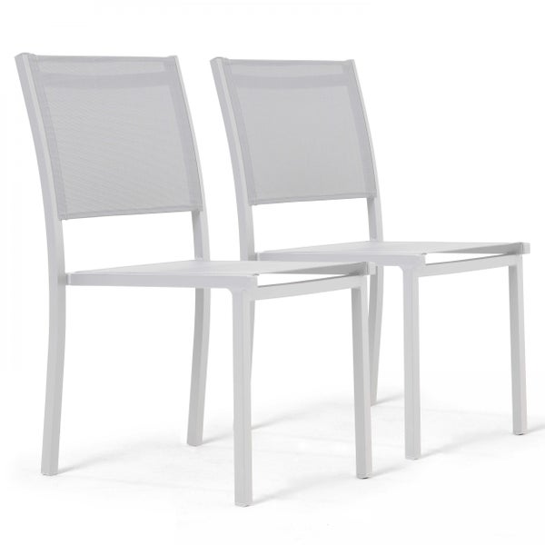 Set von 2 Aluminium- und Textilene-Außenstühlen 60 x 48 x 87 cm - Oviala