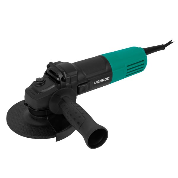 VONROC PRO Winkelschleifer - 850W – Ø125mm - geeignet für Stein, Fliesen, Beton und Stahl - Inklusive Seitengriff - 3m-Gummikabel