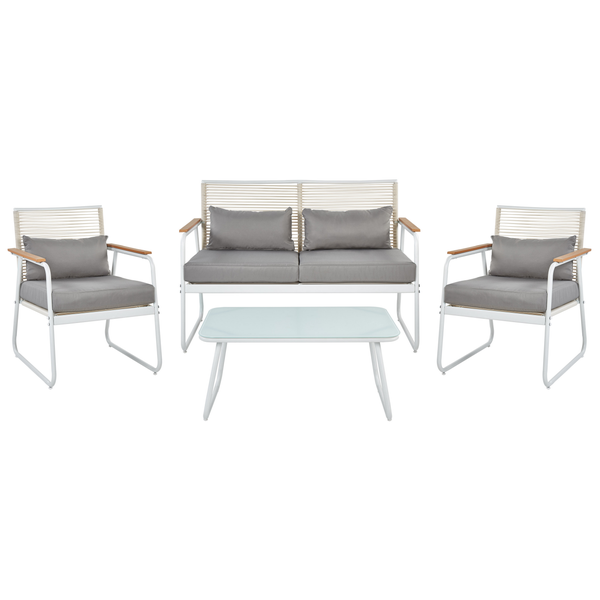Lounge Set mit Tisch 4-Sitzer POMONTE Metall Weiß