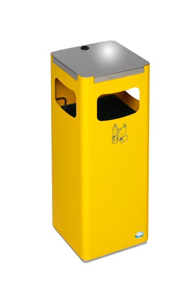 PROREGAL Robuster Modularer Wertstoffsammler Mit Edelstahldeckel 22 Liter HxBxT 68 x 25 x 25 cm Verzinkter Stahl Gelb