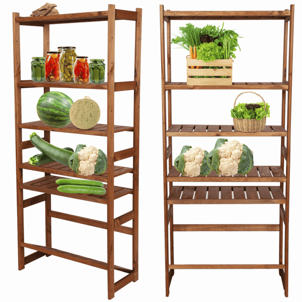 PROREGAL Getränkekistenregal SPREEWALD HxBxT 163x70x33cm 1 Ebene für Kisten + 5 Ablagen Massives Kiefernholz Braun geölt