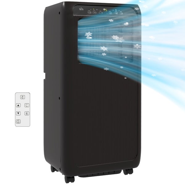 HOMCOM Mobile Klimaanlage, 3-in-1 Klimagerät mit Abluftschlauch, 9000 BTU/h(2600 W), mit LED-Anzeige, 33L x 28B x 68,5H cm, ABS-Kunststoff, Schwarz