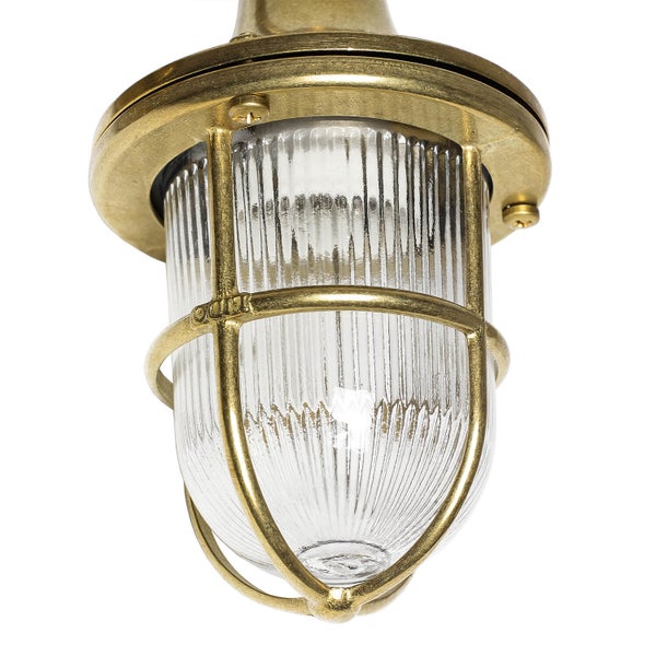 Deckenleuchte mit klarem, geripptem Glas und Metallgehäuse