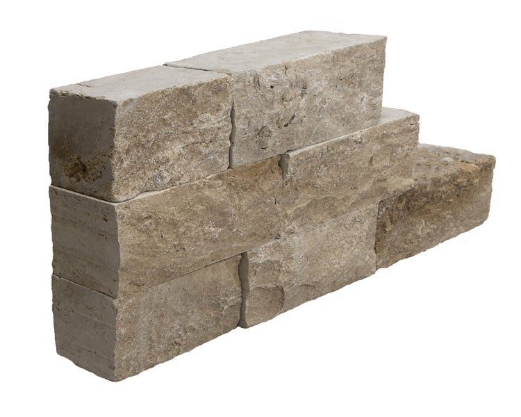 Wohnrausch Naturstein Mauersteine Travertin BROWN, spaltrau, getrommelt, braun, L 15-50, B 18-20, H 15 cm, 1 qm