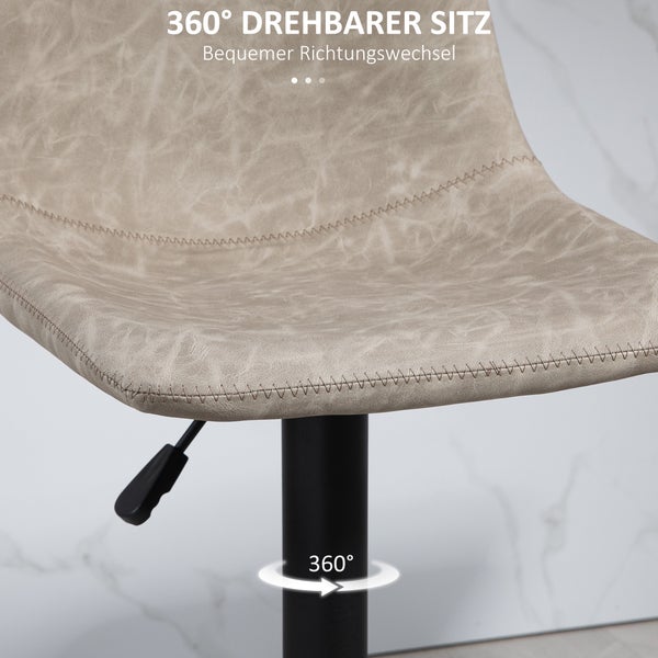 HOMCOM 2er-Set Barhocker, Bistrohocker mit Fußstütze, Drehbar Barstuhl, Höhenverstellbar Küchenhocker mit Kunstlederbezug, für Wohnzimmer, Esszimmer, Beige
