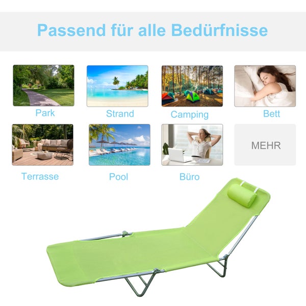 Outsunny Sonnenliege Gartenliege Relaxliege Bäderliege Zweibeinliege 4 Farben (Grün)