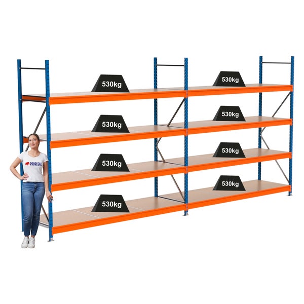Industrieregal mit acht Regalböden und einer Traglast von 530 kg pro Boden