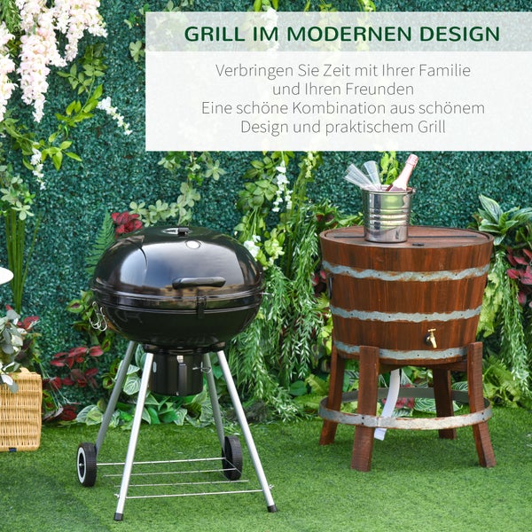 Outsunny Holzkohlegrill, Grillwagen, 110L x 50B x 100H cm, Metall, Schwarz