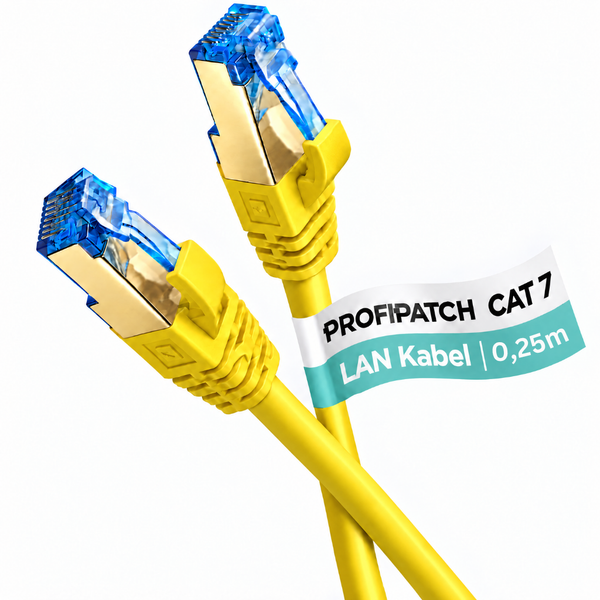 Profipatch Netzwerkkabel Cat 7 LAN Kabel mit RJ45 Steckern, Laenge 0,25 Meter