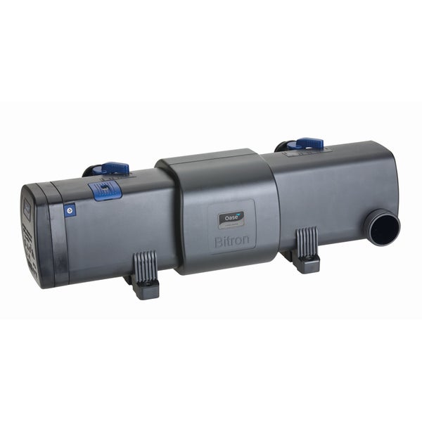 Oase Bitron Ultraviolett-C-Vorklärgerät aus schwarzem Kunststoff für die Teichreinigung, Oase Logo.