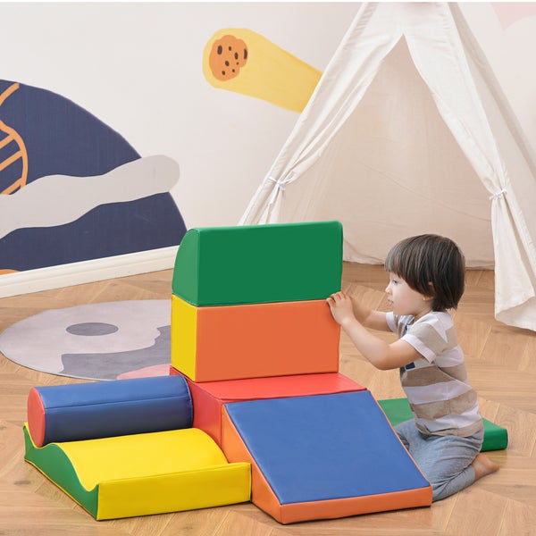HOMCOM 7-tlg. Softbausteine, Bausteinset, 60L x 40B x 11H cm, PU, EPE, Grün
