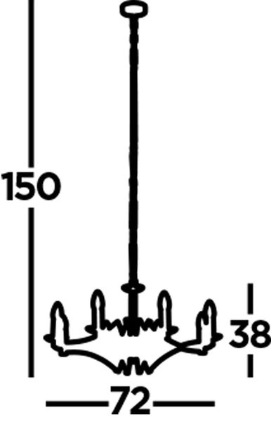 Technische Zeichnung einer Lampe mit Maßangaben.