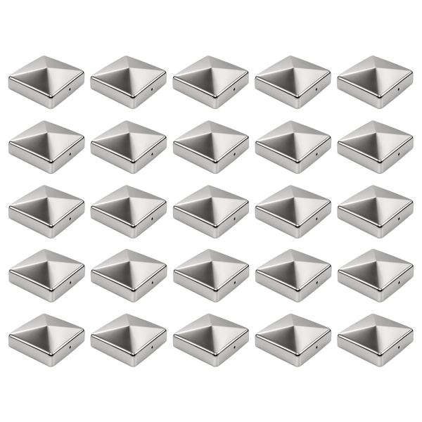 Set aus 25 quadratischen Pfostenkappen aus Metall für quadratische Pfosten