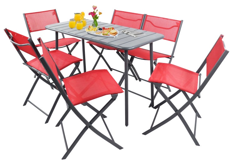 7 tlg. Bistroset Balkonset Gartenset Metall Sumila