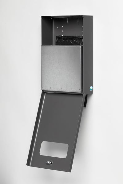 PROREGAL Robuster Kombiascher Mit Hundekotbeutelspender Wand Oder Rohrmontage HxBxT 43 x 26,5 x 14,8 cm Verzinkter Stahl Grau