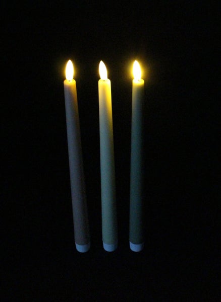 FRANK FLECHTWAREN | LED-Stabkerze Harmonie, 3er Set, KUNSTSTOFF, WACHS, 2,5 x 2,5 x 31 cm