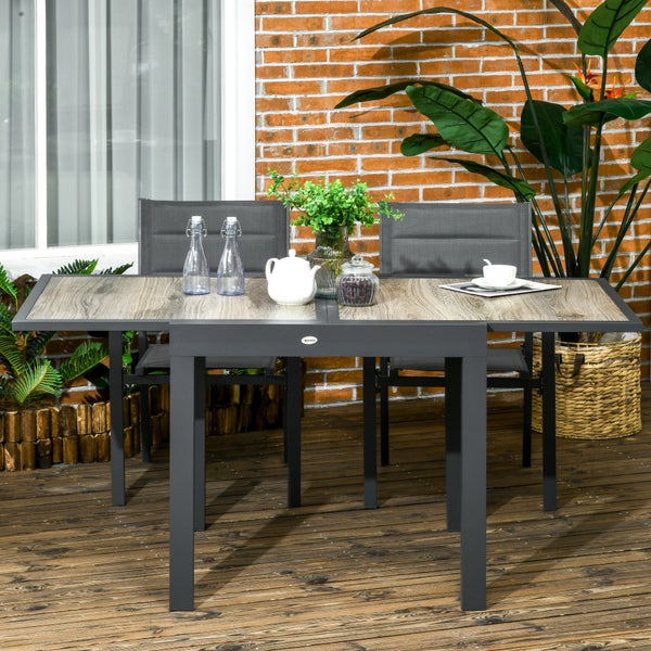 Outsunny Beistelltisch, 80/160L x 80B x 75H cm, Aluminium, Kunststoff, mehrfarbig